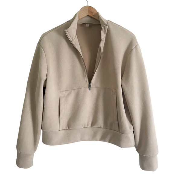 Tahari Jackets & Blazers - Tahari Faux Suede Half Zip Pullover Jacket Small Petal Pink